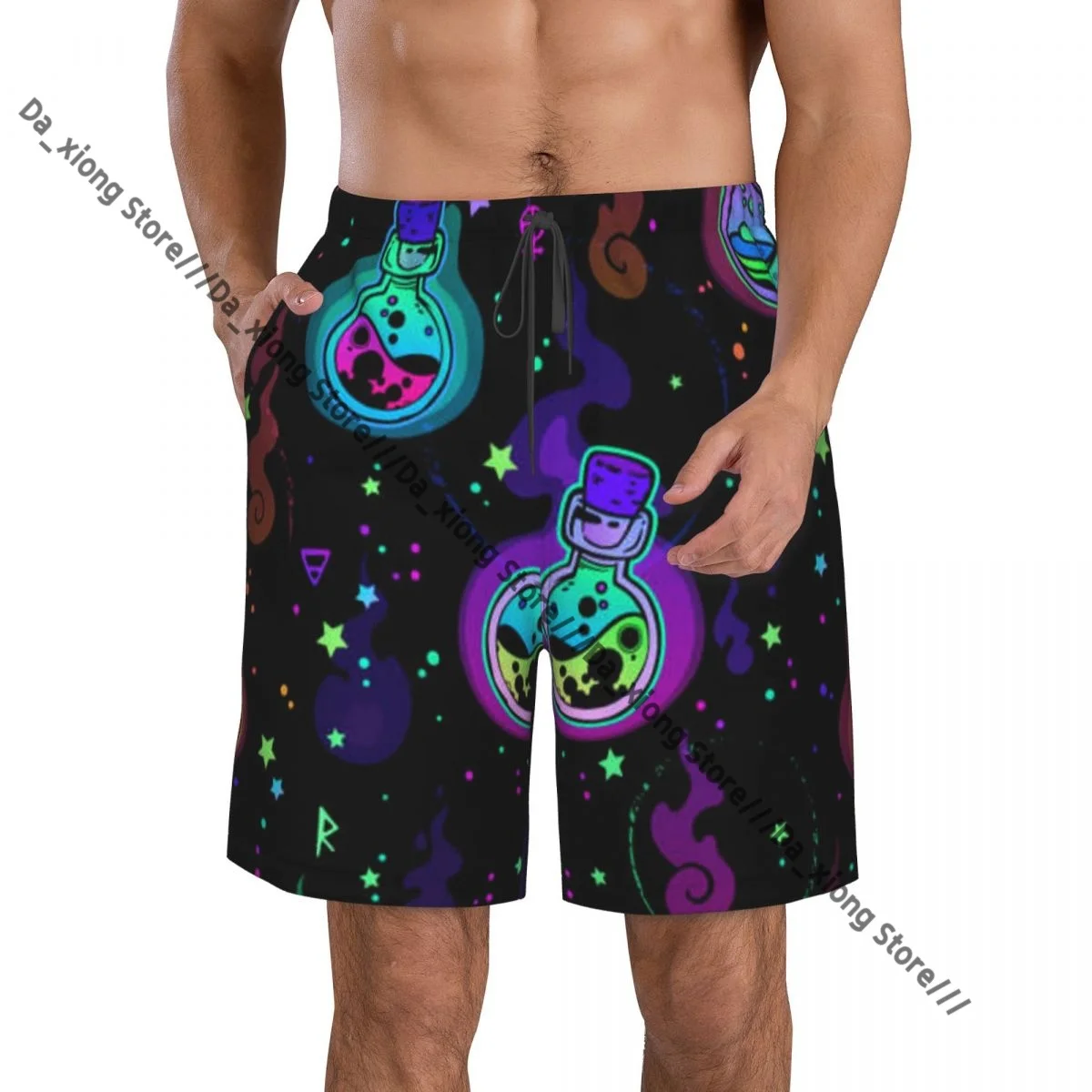 Witch Bottles With Potion Quick Dry Swimming Shorts For Men Swimwear Swimsuit Trunk Bathing Beach Wear