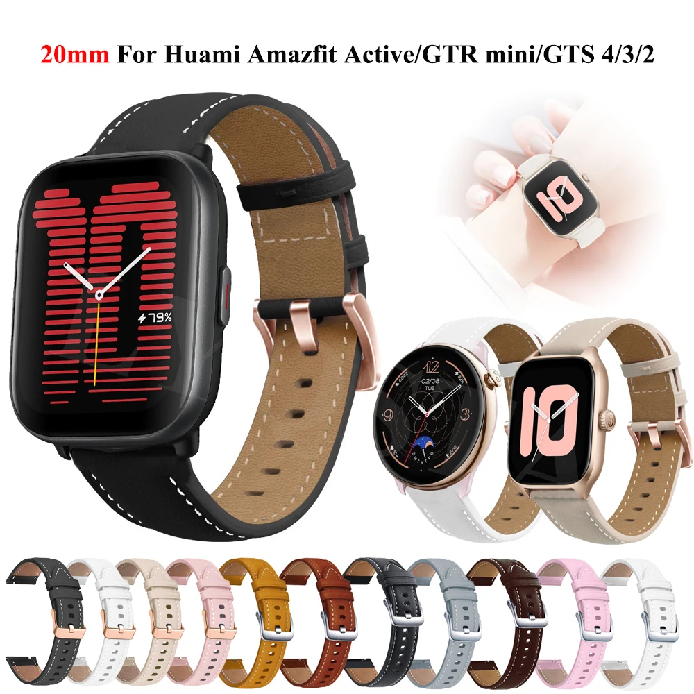 Gelang jam tangan pintar wanita, 20mm untuk Huami Amazfit aktif GTR mini/42mm GTS 4 mini/3/2 gelang Amazfit Bip U 3 pro