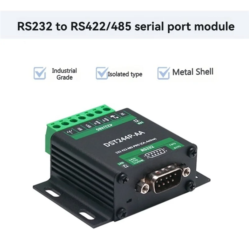 

Superb DST244P-AA RS232 422/485 PRO Industrial Grade Isolation Signal Conversion Serial Port Module Converter With Metal Shell