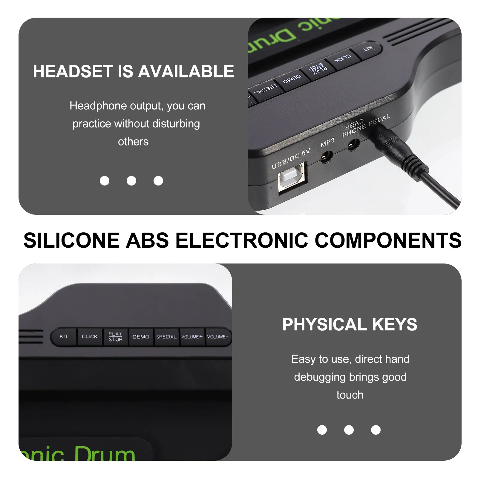 

Портативный электрический барабанный набор (1 комплект): чистое звучание, складная конструкция, идеально подходит для детских тренировок, подарок для начинающих музыкантов