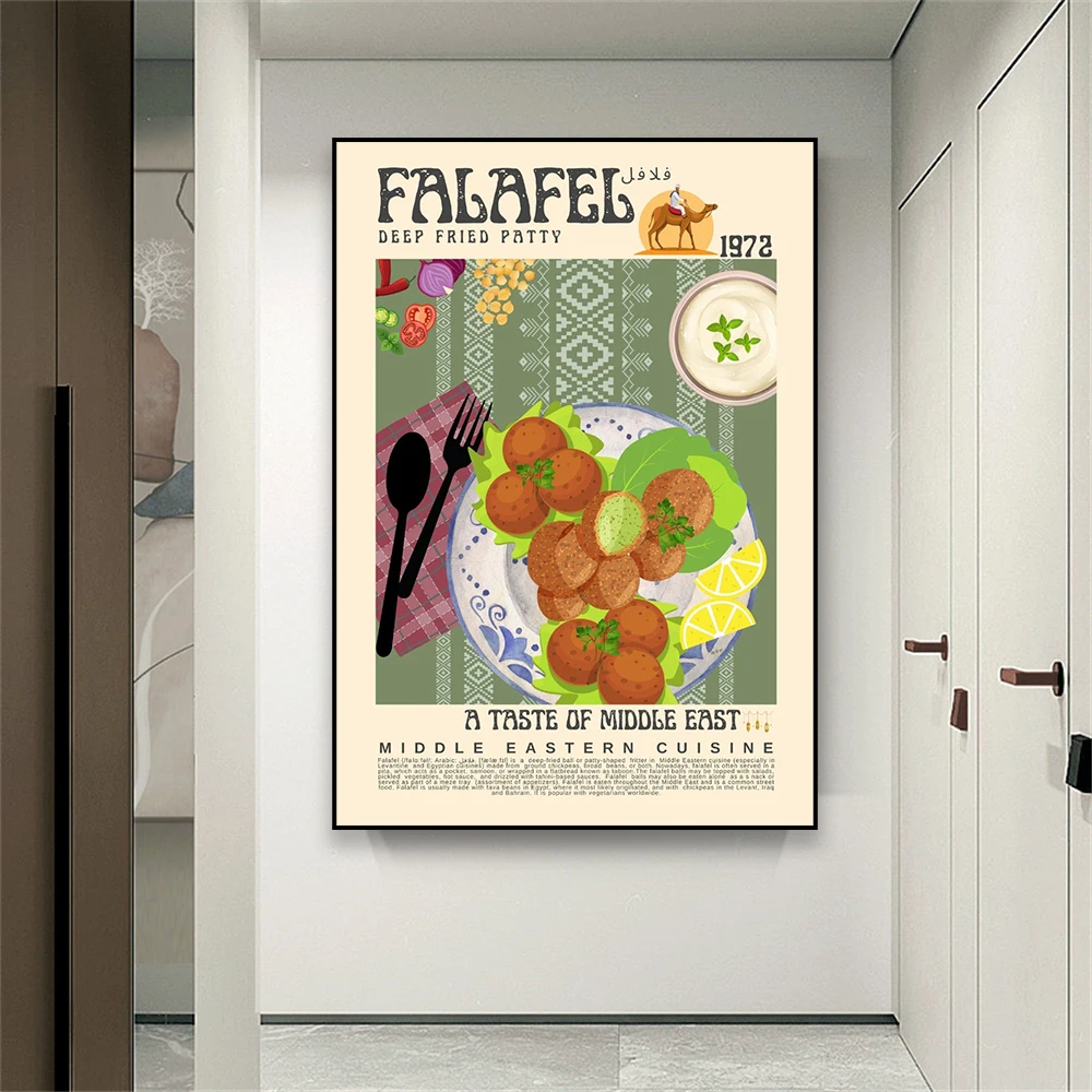 Classical Style Falafel Poster Middle Eastern Food Wall Art Prints Modern Home Kitchen Decor Retro Dinning Room Canvas Painting