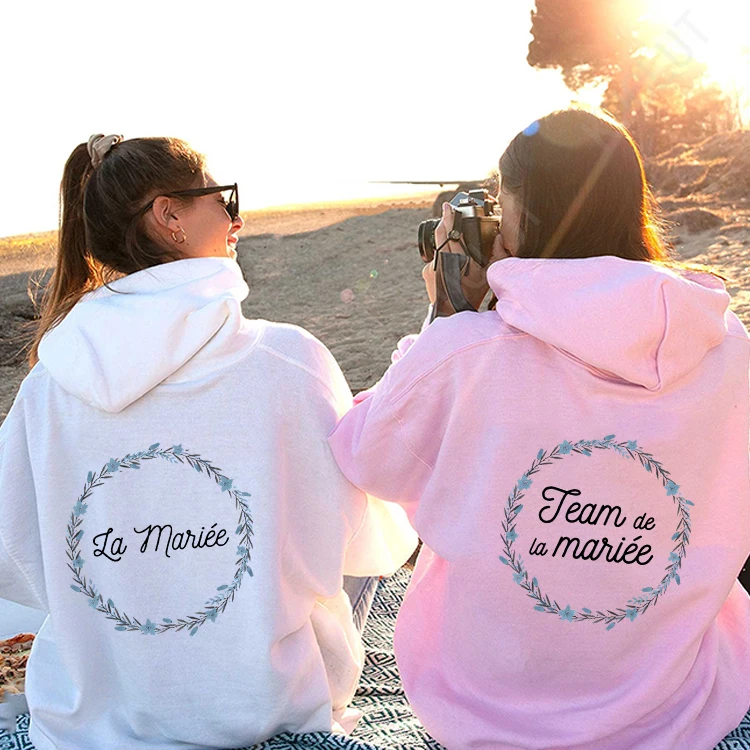 Team Bride Women's Hooded Sweatshirts Long Sleeve Hoody Bridal Shower Wedding French Girl Bachelorette Hen Party Pullover Hoodie