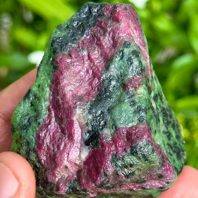 Natural, high-quality Ruby in Zoisite stone - irregularly shaped red and green rough stones, unpolished and rough - view 5