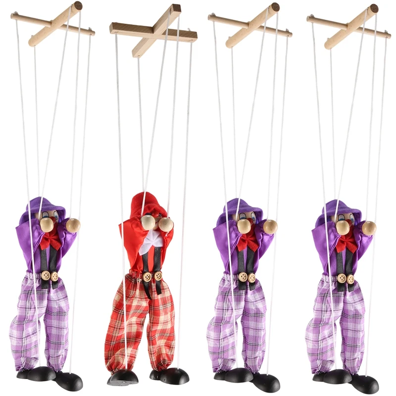 4 Packs Clown Marionette Toys Creative Pull String Puppet Kid Toys For Parent Child Interactive Toys Kids Best Gift