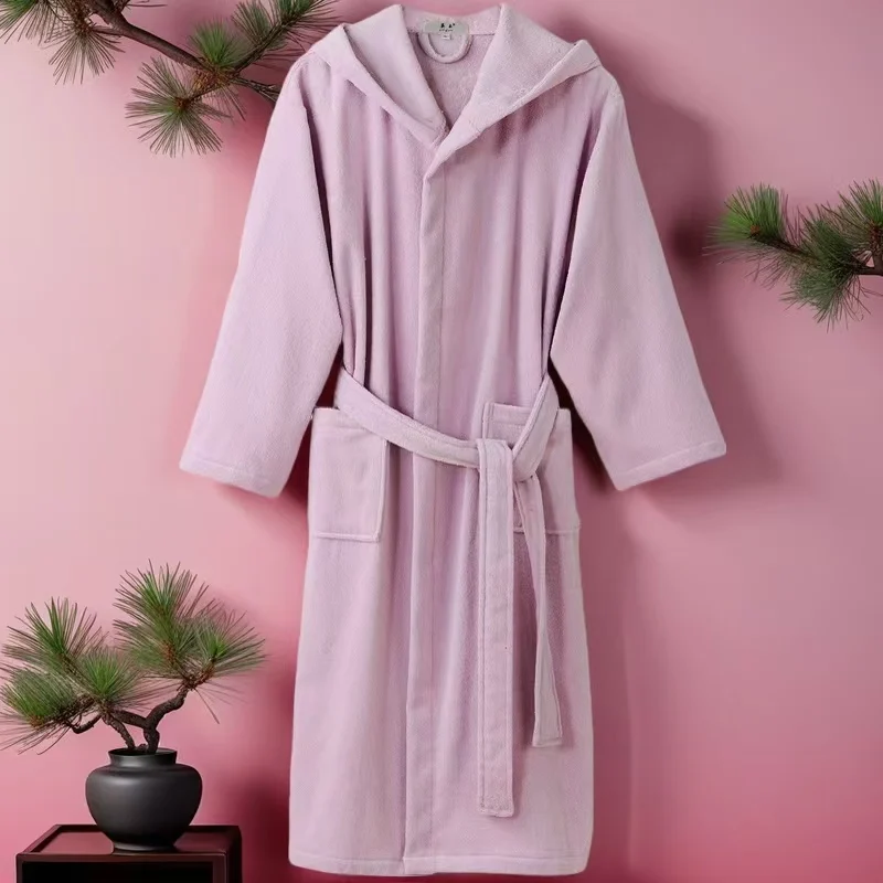 White Thick Robe Long  Winter Bathrobe Towel Fleece Warm Femme Long Sleeve Home Bathrobe Dressing Gowns Sleepwear Kimono Robe