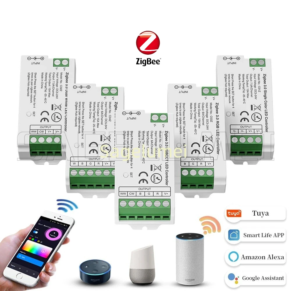 

C01Z/C02Z/C03Z/C04Z/C05Z Zigbee 3.0 LED Controller 2.4G Tuya Gateway Smart Voice Control Single Color Dimmer CCT RGB RGBW RGBCCT