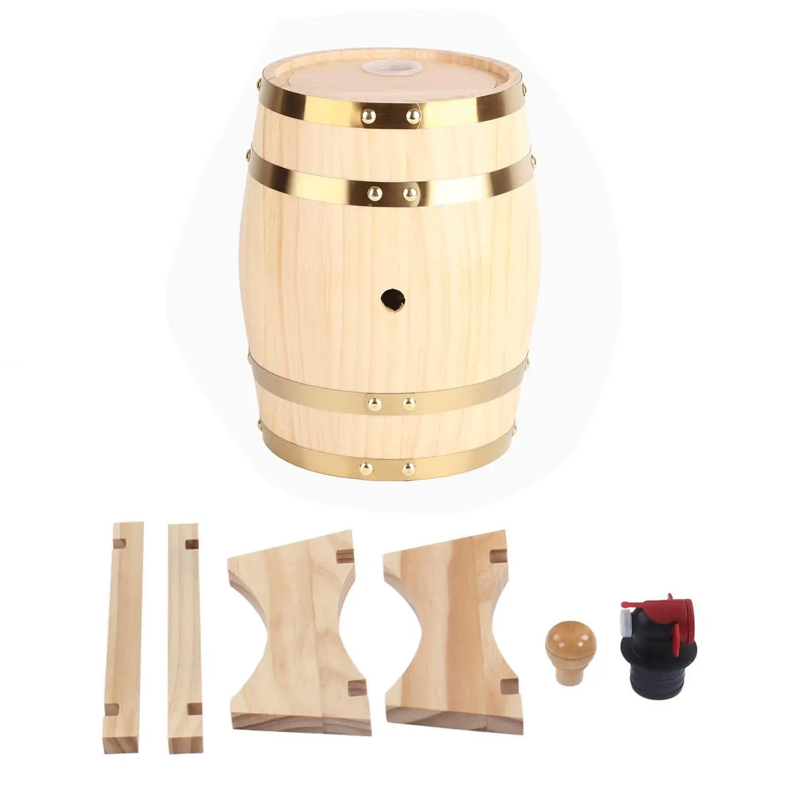 3-Liter Pine Wine Barrel Dispenser with Stand - Perfect for tequila , Wine, Whiskey - Ideal for Barbecue Shop