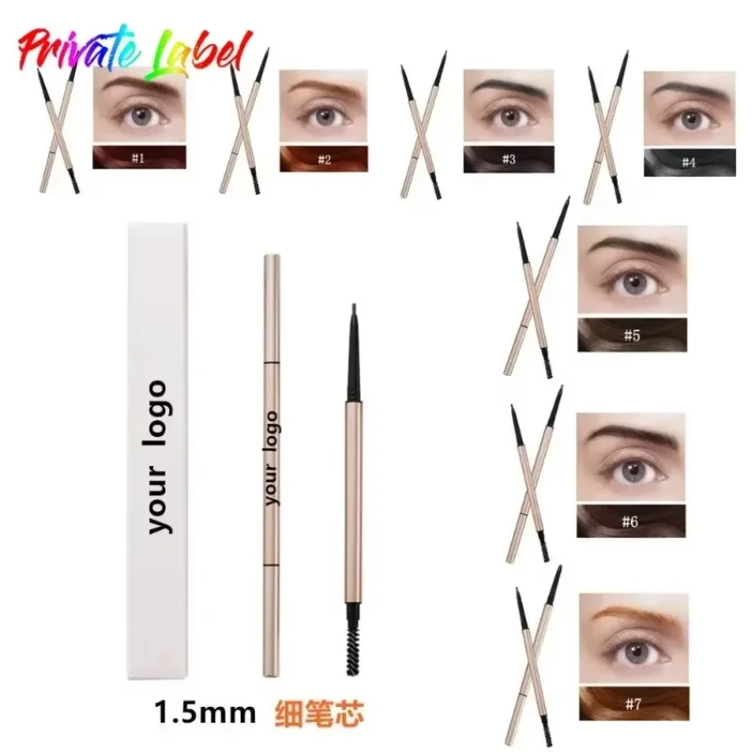 

Custom 7colors Double-head Eyebrow Pencil Waterproof Easy Color Natural Black Brown Ultra-fine Eyebrow Pencil Bulk Makeup