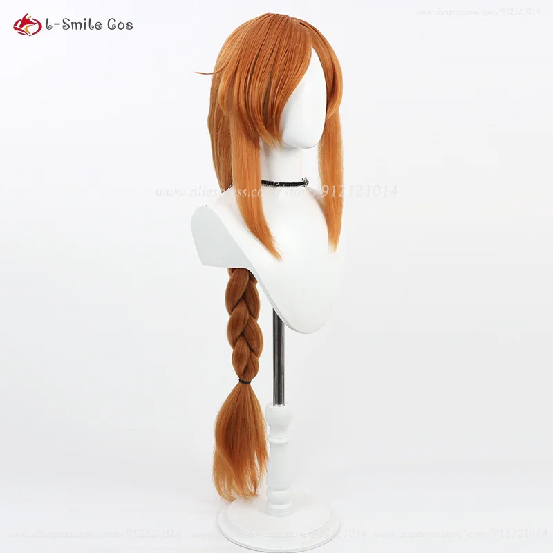 Peruca de Cosplay Anime Flamme Feminina, Tranças Laranja, Resistente ao Calor, Cabelo Sintético, Festa de Halloween, Boné Longo, 120cm