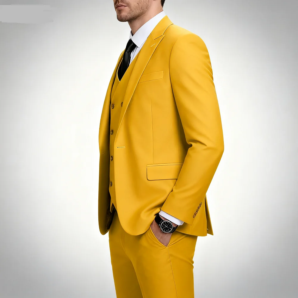 

Men's Elegant Pink Wedding Suit 3-Piece Casual Blazer Set with Notch Lapel Slim Fit Jacket Vest And Pants for Groomsmen