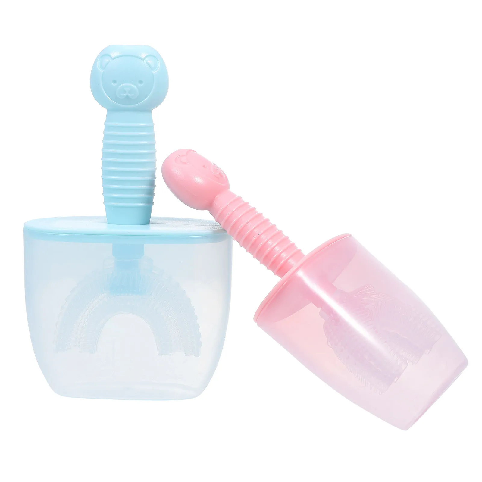 

2 шт. Детская U-образная ручная силиконовая зубная щетка для чистки зубов, портативная щетка для гигиены полости рта, инструмент для чистки зубов