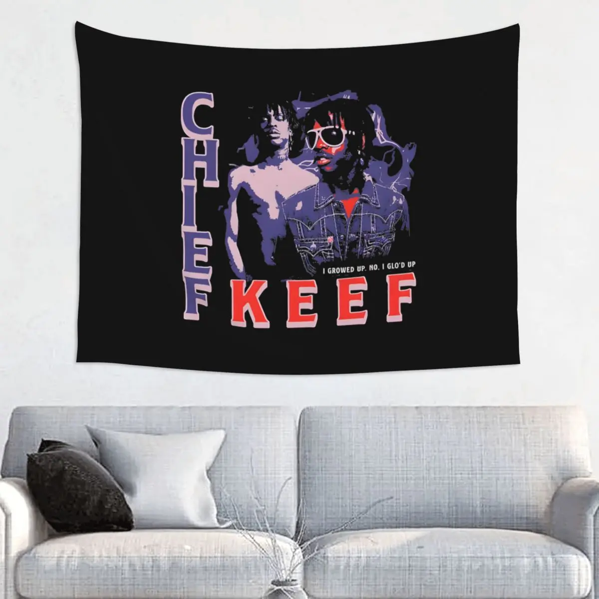 Chief Keef 90s Rapper Tapestry Hippie Polyester Wall Hanging Music Home Decor Background Cloth Art Tapestries