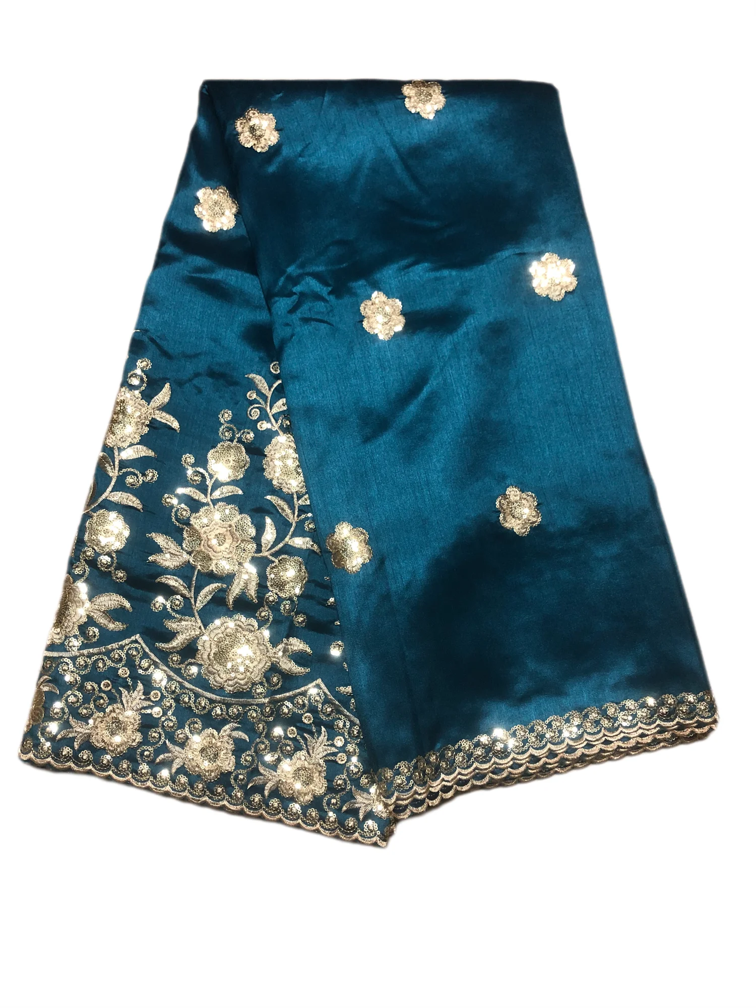 

High Quality African George Lace Fabric 5 Yards For Evening Dress Multicolor Nigerian Embroidery George Lace Fabric Net Sequines