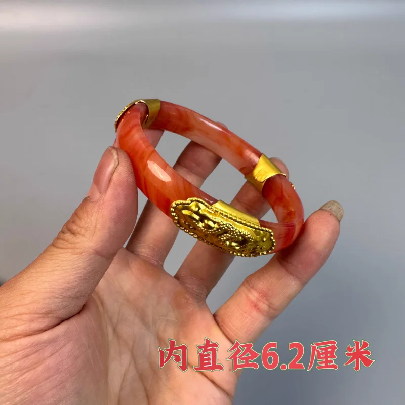 

Chinese Tibetan Ethnic Style Gold Plated Bracelet with Inner Length of 6.2 cm