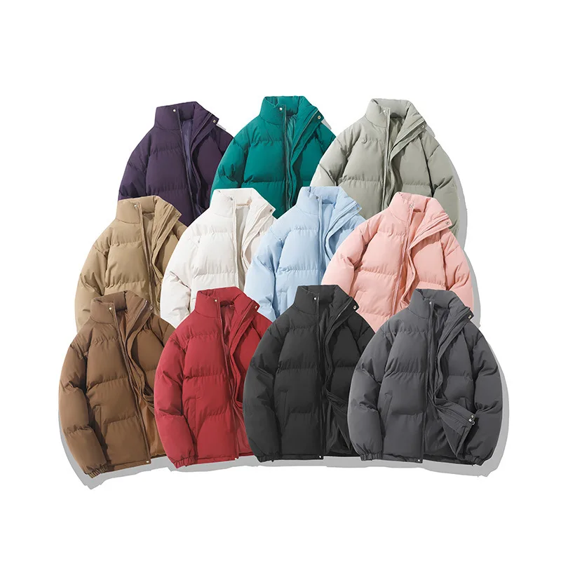 

Y2K Multicolour Men's Puffer Jacket, High Neck Womans Winter Coat, Zip Up Cotton-Padded Mans Parkas