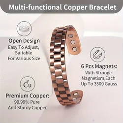 Copper Magnetic Bracelet For Men, Classic Copper Bracelet Adjustable Cuff Bangle Jewelry Gift