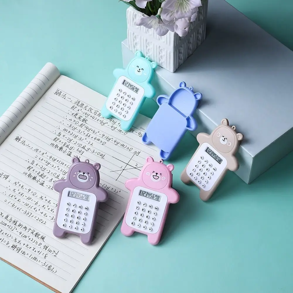 Portable 8 Digits Display Mini Calculator Bear Shaped Battery Scientific Calculators Mini Student Calculators School Office