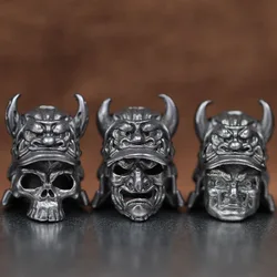 Black Japanese Samurai Helmet Skull Head Brass Knife Beads EDC Paracord Lanyard Pendants Outdoor Umbrella Rope DIY Accessories