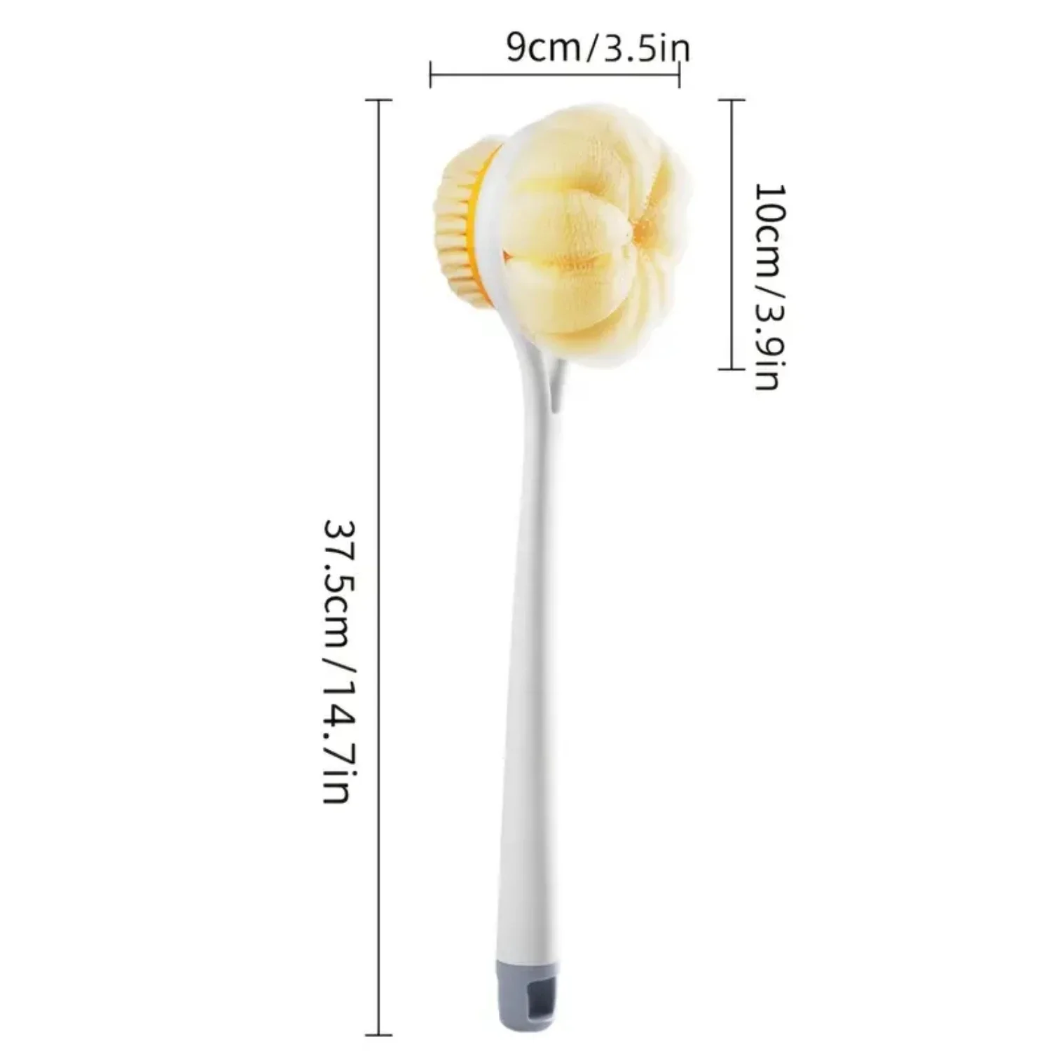 1pc Double Sided Long Handle Shower Brush Soft Bristle Bath Brush Exfoliating Massage Body Back Scrub Brush Skin Cleansing Bath