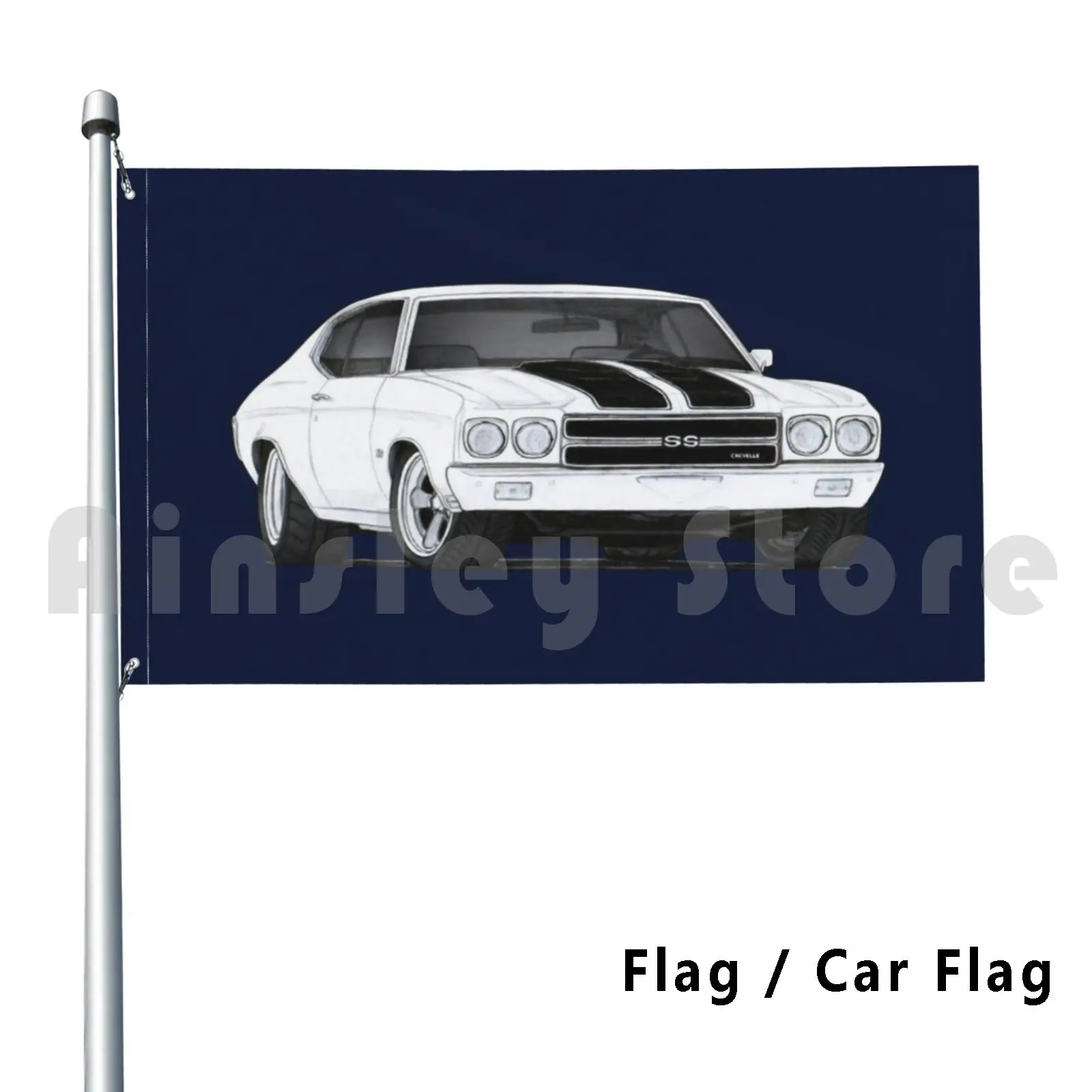 70 Chevelle Ss Drawing Flag Car Flag Funny Chevy Chevelle 70 1970 Muscle Car Classic Car