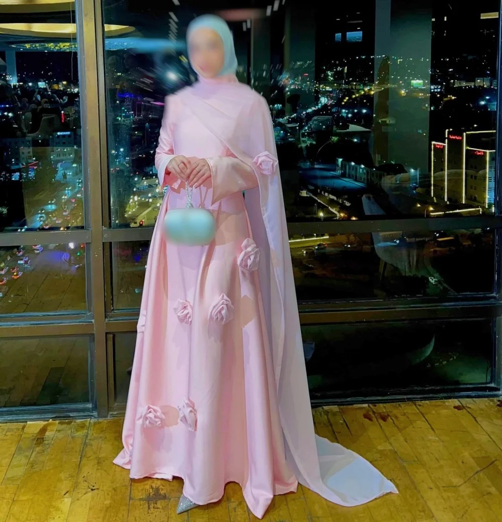 

Женские вечерние платья со складками и цветами по индивидуальному заказу, длинные платья трапециевидной формы с высоким воротником, элегантное свадебное платье на заказ