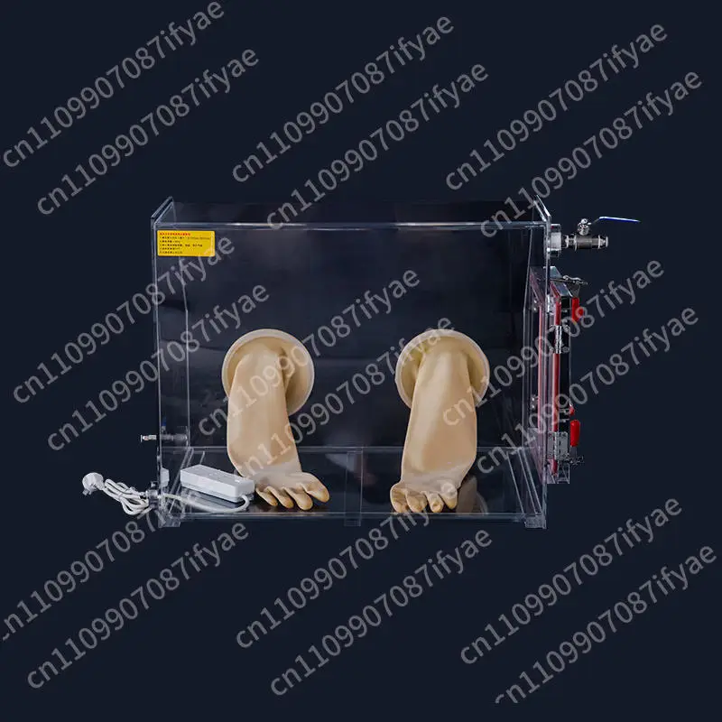 GS-002-A Comfortable desktop acrylic glove vacuum box for chemical equipment, including two work gloves