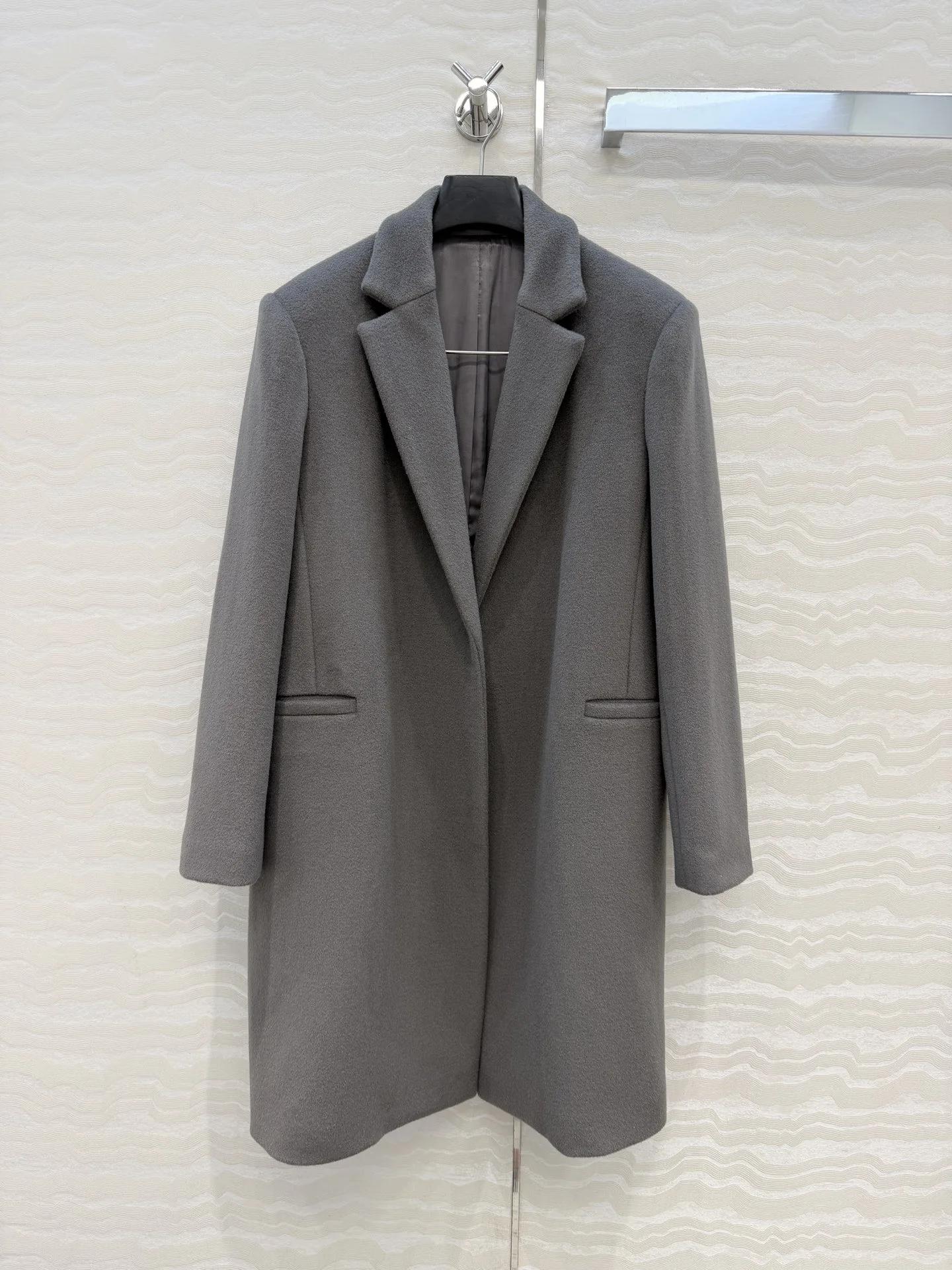 Women Classic Lapel H-line Wool Coat 100% Wool Fabric Elegant Loose Mid Long Suit Overcoat