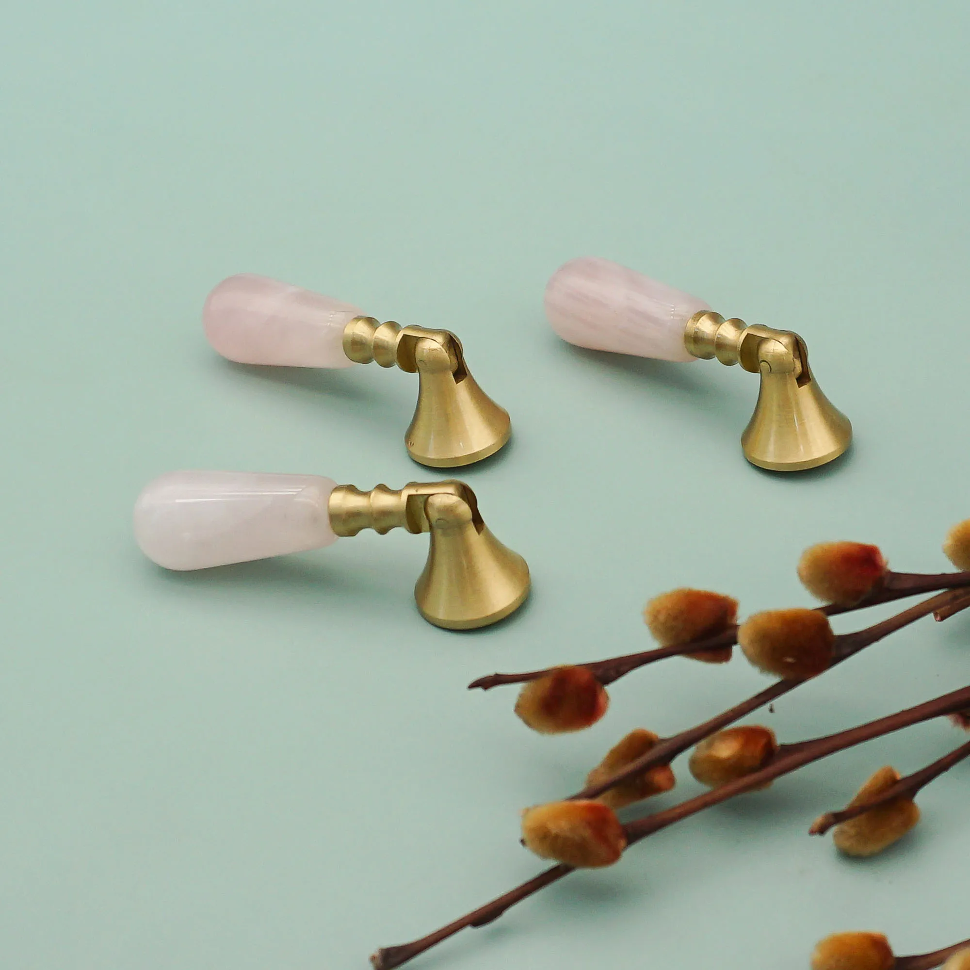 Pink Crystal + Brass Door Knob - Furniture Hardware Drop Pulls review and price