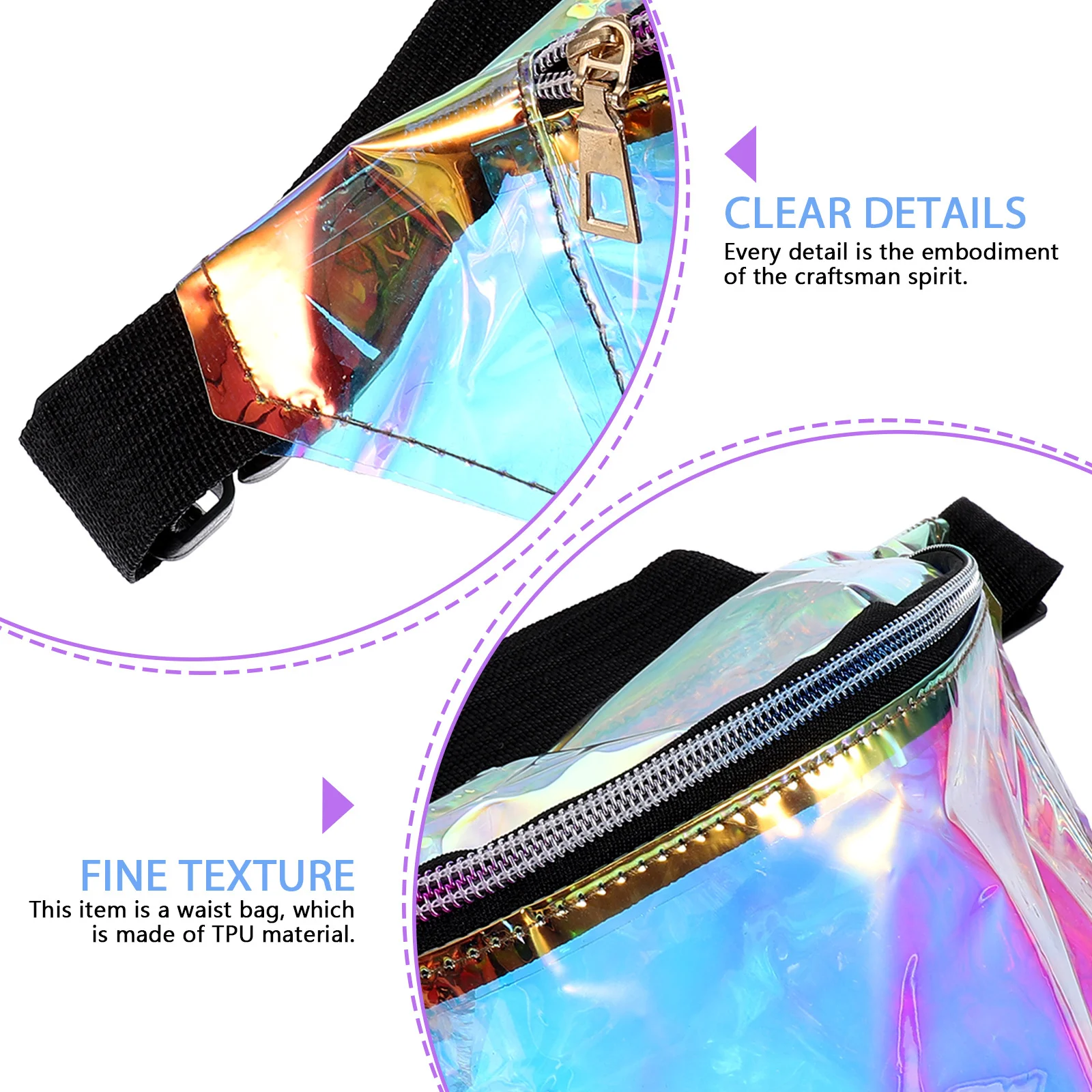 

1Pcs Waist Bag Adjustable Belt Transparent Fanny Pack for Women Travel Shopping Crossbody Bag Fanny Pack