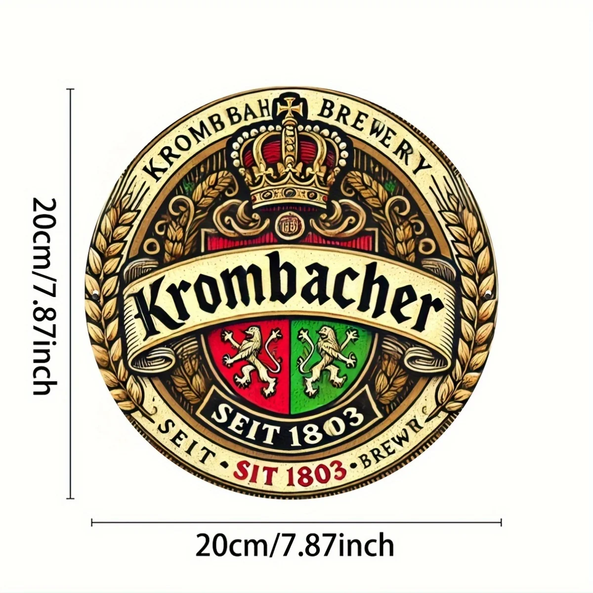 1pc Krombacher Beer Retro Vintage Aluminum Sign, 20.32x20.32 cm, Wall Hanging Decor for Home, Garage, Porch, Cafe, Club, Rust-Pr