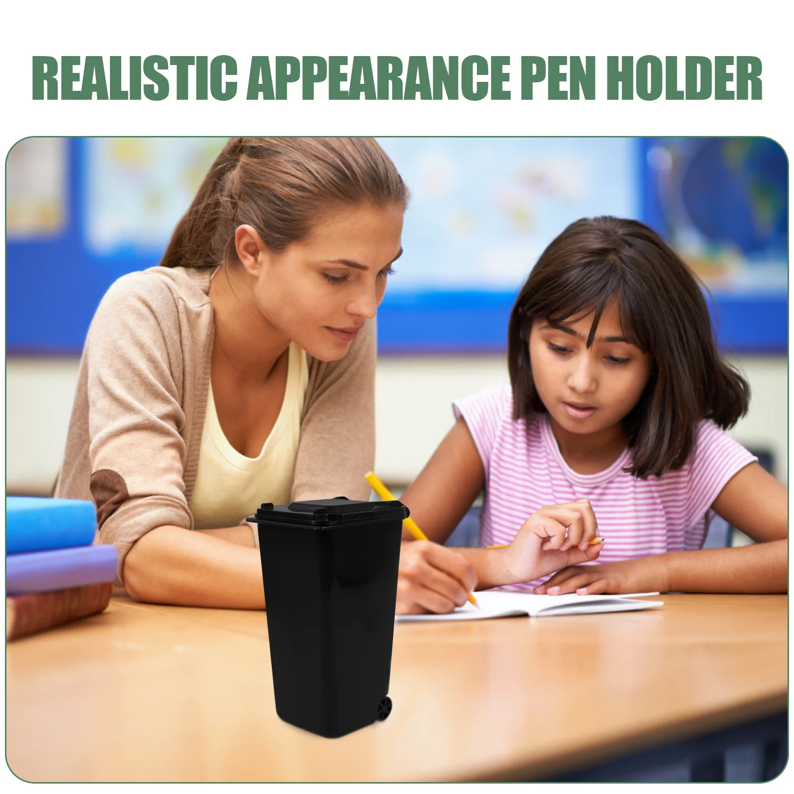 سلة مهملات سطح المكتب مغطاة صغيرة، حامل قلم متعدد الوظائف، منظم مكتب المطبخ، سلة مهملات صغيرة، منظم مكتب #4