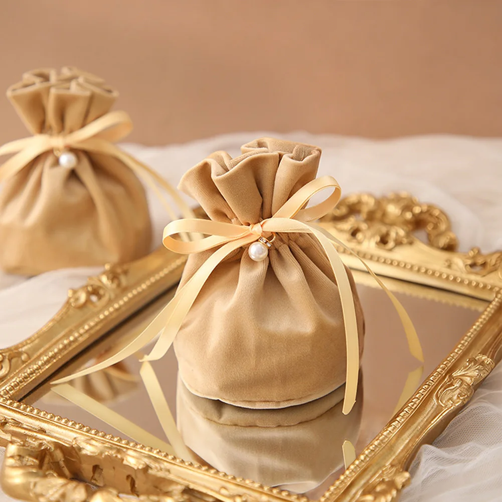 Thick Candies Velvets Drawstring Bag Stylish Candys Wrapping Present Bags Lightweight Souvenirs Bags for Valentines wedding