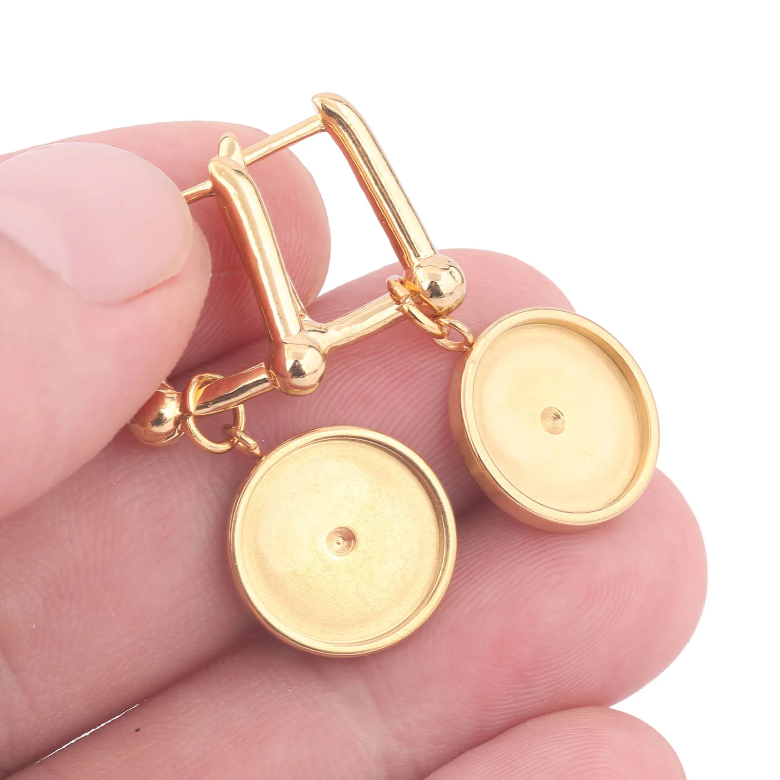 6pcs Stainles Steel 12mm Cabochon Earring Base Setting Blanks Diy Gold Plated Copper Leverback Earrings Clasp Hooks Findings