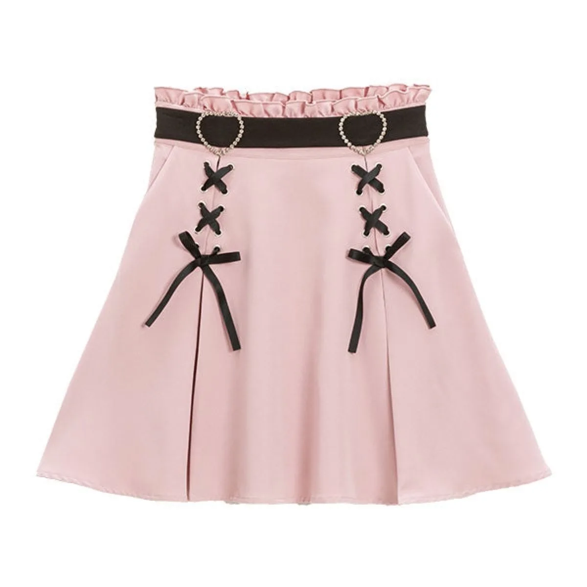 Women's niche design Japanese-style half skirt new high-waisted height-enhancing girlish style drawstring