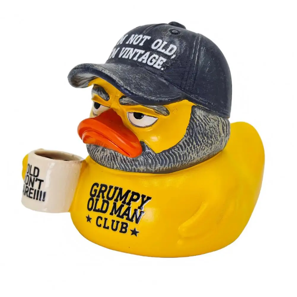 Grumpy Duck Figurine Humorous Animal Sculpture, Vintage Sarcastic Resin Desk Decor for Office Shelf Bar, Novelty Gifts for Men