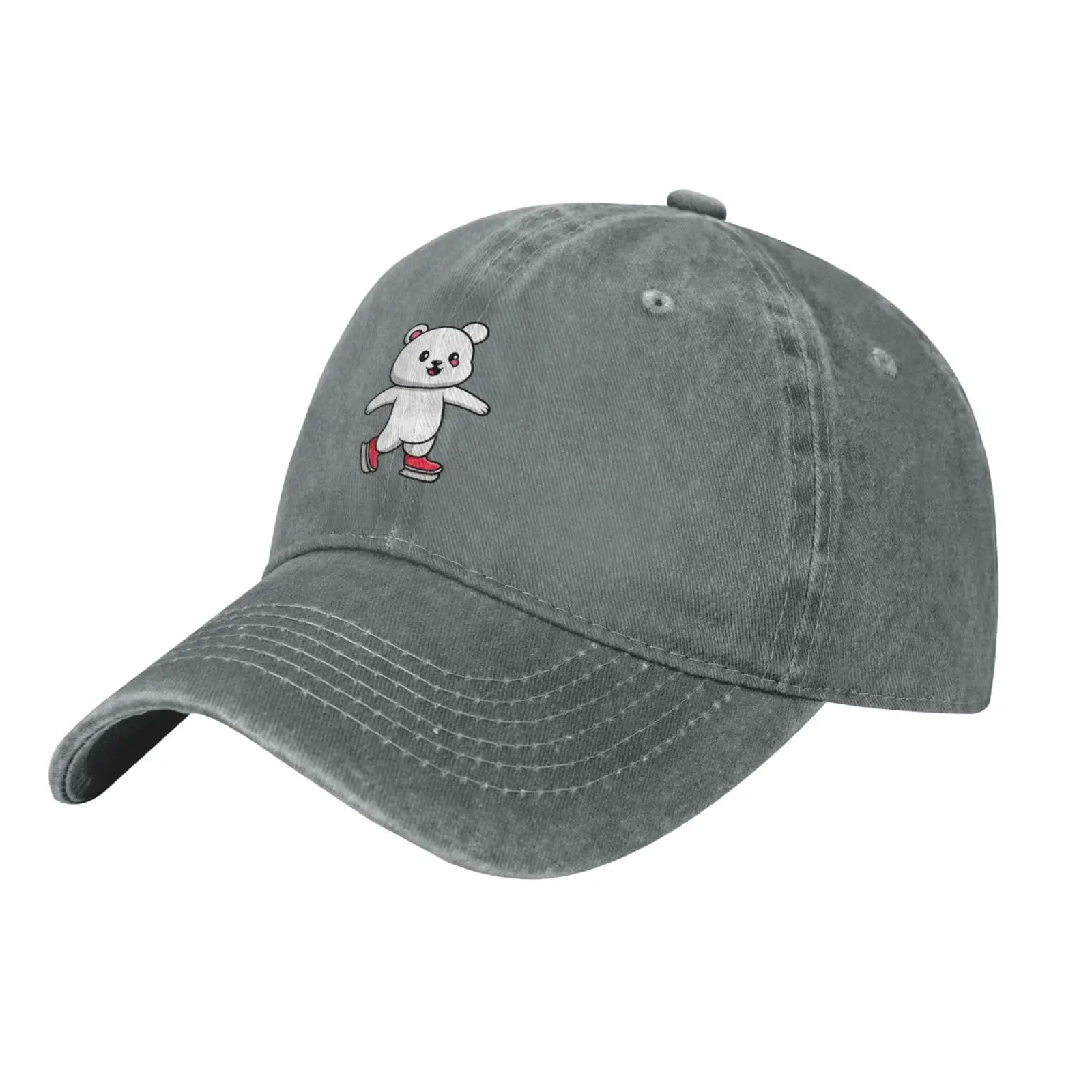 

Cute Polar Bear Playing Ice Skating Baseball Cap for Men Women Denim Hat Washed Cotton Fashion Cap Unisex Adjustable Sports