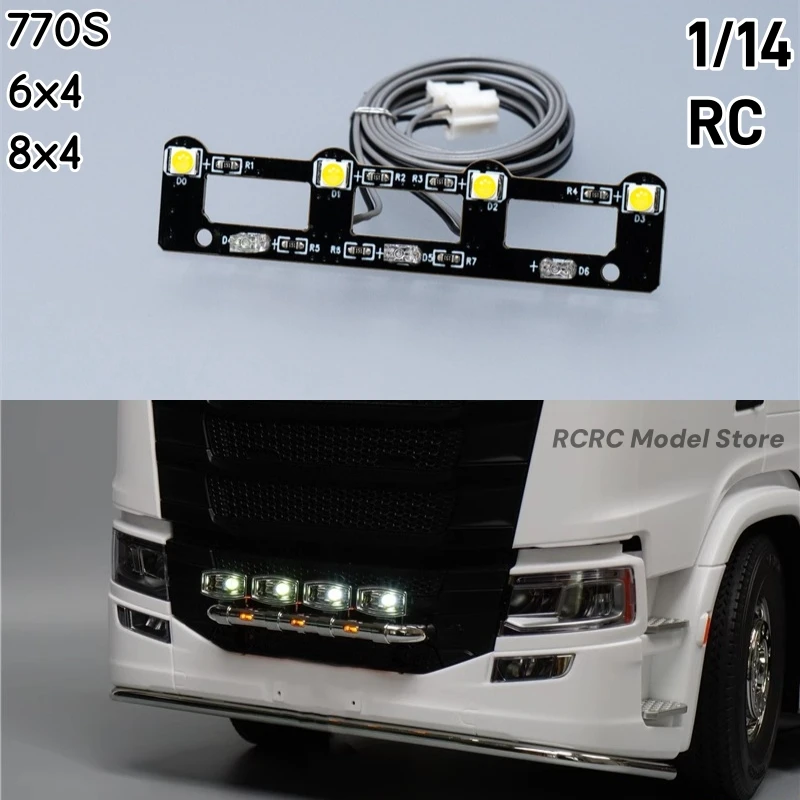 

770S 1/14 RC Toy Truck Grill Guard Light Strip For Tamiya 1:14 Scale RC Tractor Truck 770S 6x4 8x4 Parts Accessories
