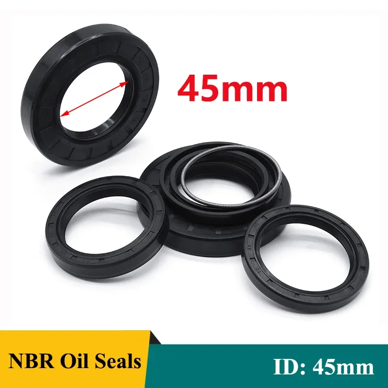 

1Pcs NBR Oil Seal ID 45mm TC-45*55/56/58/60/65/68/70/72/75/80/85/90/100*5/7/8/10/12mm Nitrile Rubber Shaft Double Lip Gasket