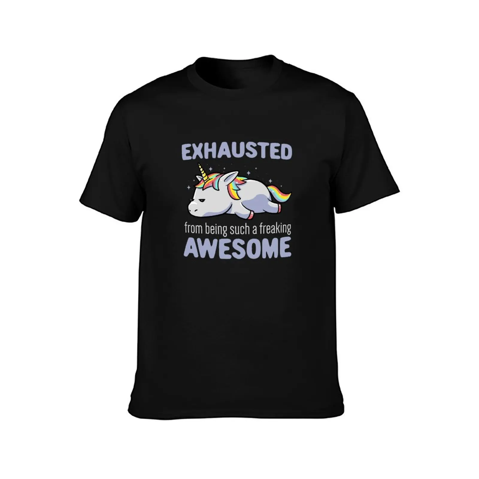 Exhausted From Being Awesome Lazy Unicorn Gift T-Shirt anime figures graphic shirts mens white t shirts