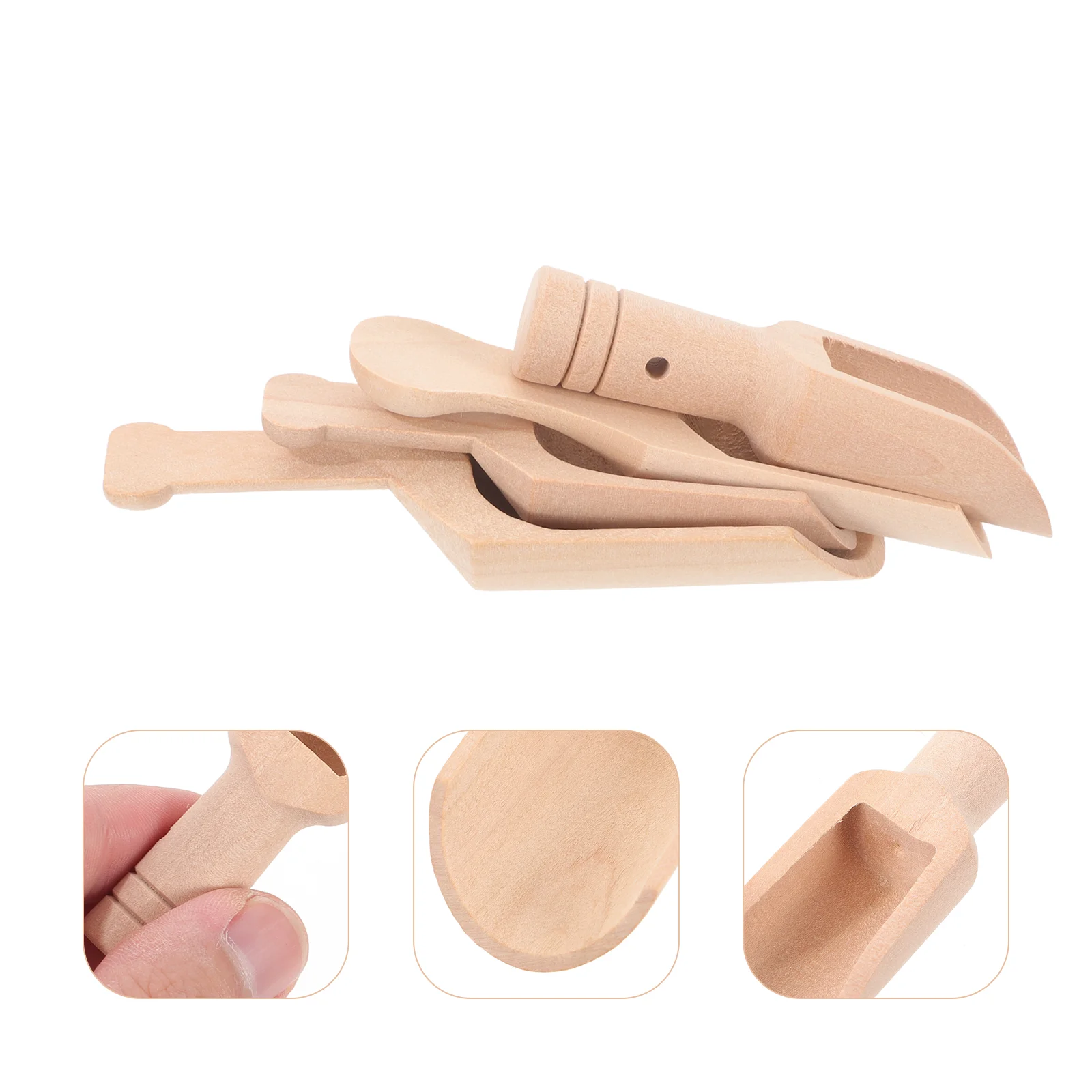 4 Pcs Beech Flour Portable Tea Spoon Condiment Scoops Compact Spoons Kitchen Salt Kung Fu Practical