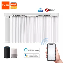 TYSH Google Alexa Control Automatic Motorized Electric Curtain Track Zigbee Smart Wifi Curtain System Tuya Smart Life App