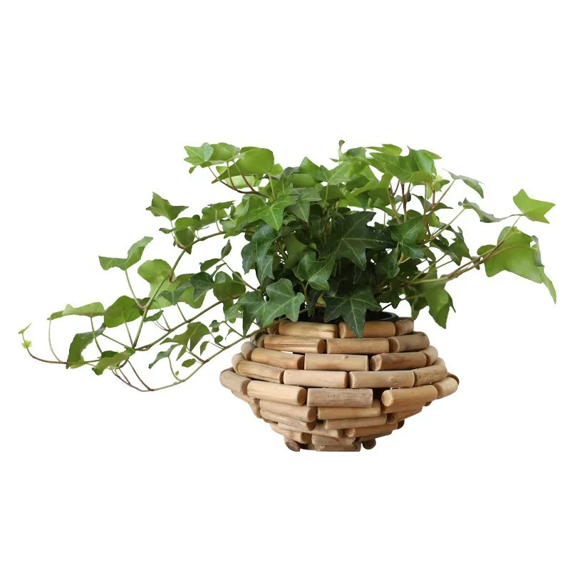 

wabi-sabi wind log small vase, retro ornament, living room flower arrangement, creative office entrance home decoration