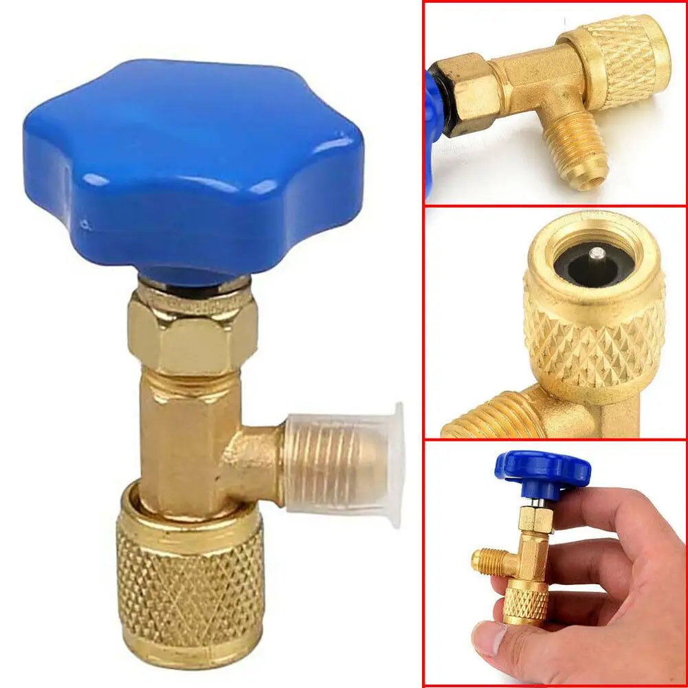 Válvula de seguridad automotriz para coche, abridor de botellas para R22 R134a R410A Gas 1/4 SAE Auto AC, válvula de grifo, herramienta de aire acondicionado para coche