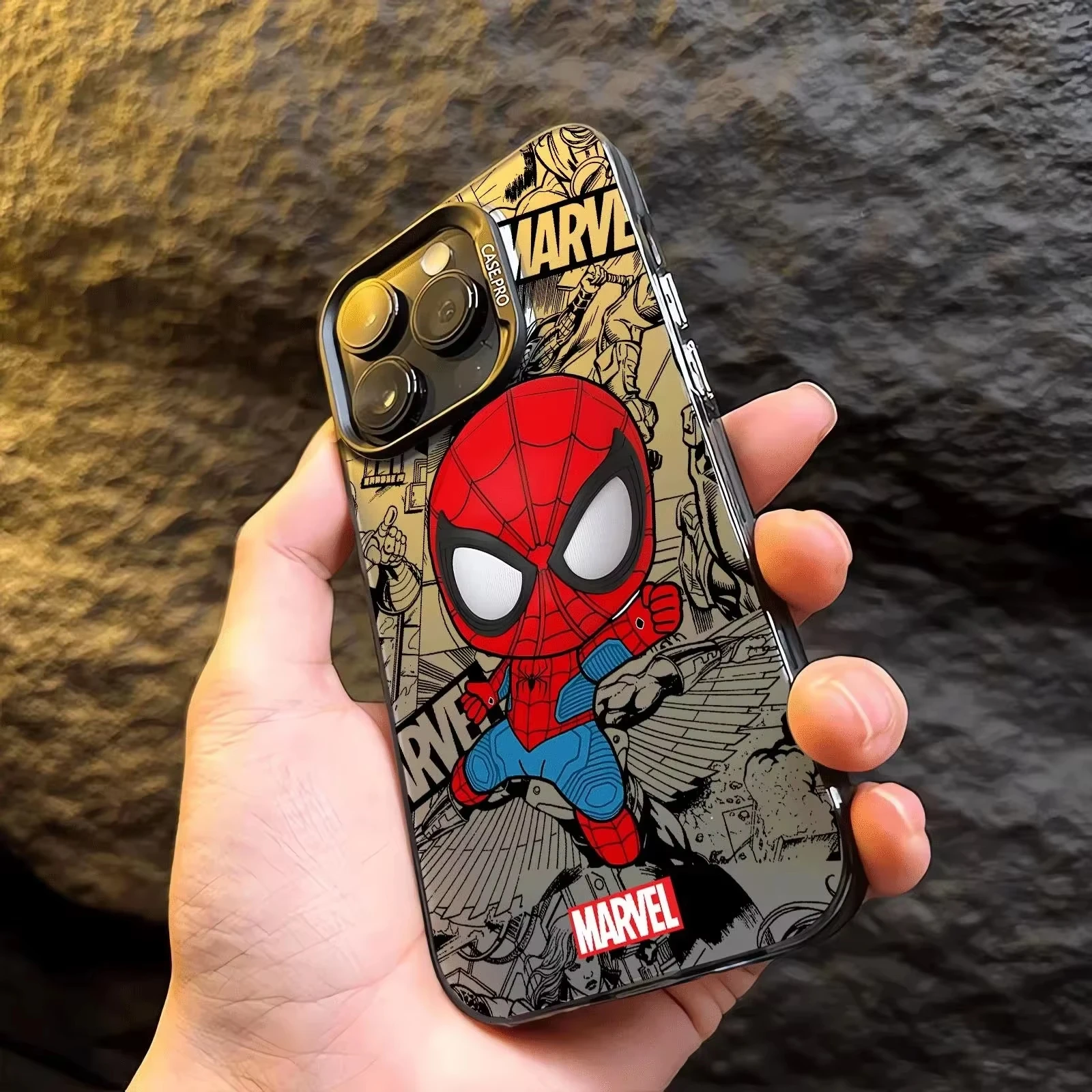 Funda para iPhone 17 16 15 Pro Max 14 13 12 11 17Air 16 Plus 16E XS Max XR Marvel spiderman Groot teléfono mate a prueba de golpes