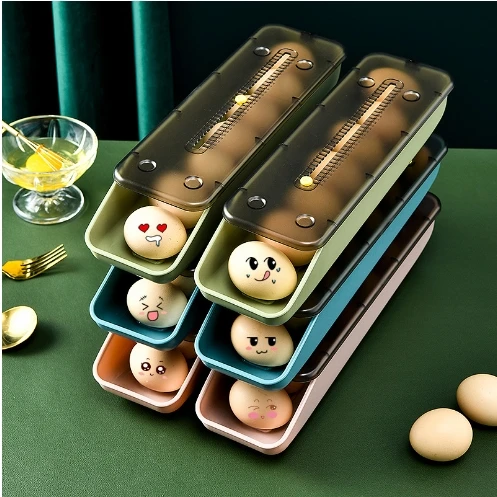 

1PC Egg Preservation Box Multifunctional Magical Slide Design Egg Holder Space Saver Container Home Refrigerator Storage Box