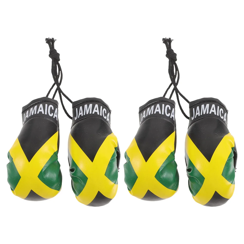 

2 Pairs Boxing Glove Pendant Gloves Decoration Mitts Jamaica Souvenirs Key Chain