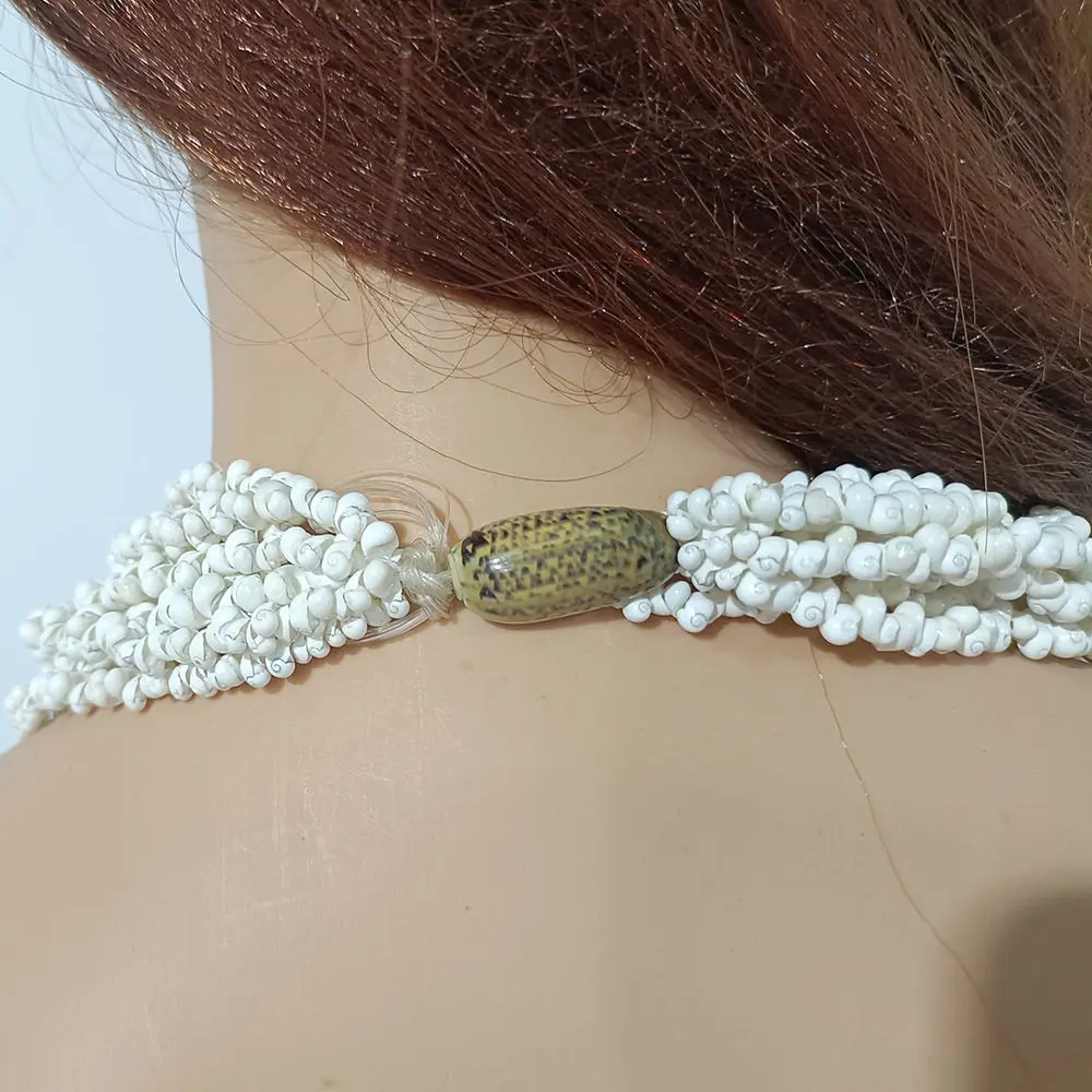 Stile hawaiano 10 fili lungo Mongo Shell lungo Leis 35 pollici giallo bianco collana da sposa moda accessori gioielli Vintage