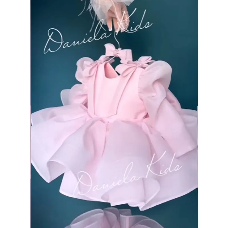 

Big bow Princess Ball Gown Dress Kids 2025 Flowers Girls Dresses For Weddings birthday Party Evening Dress First communion dress