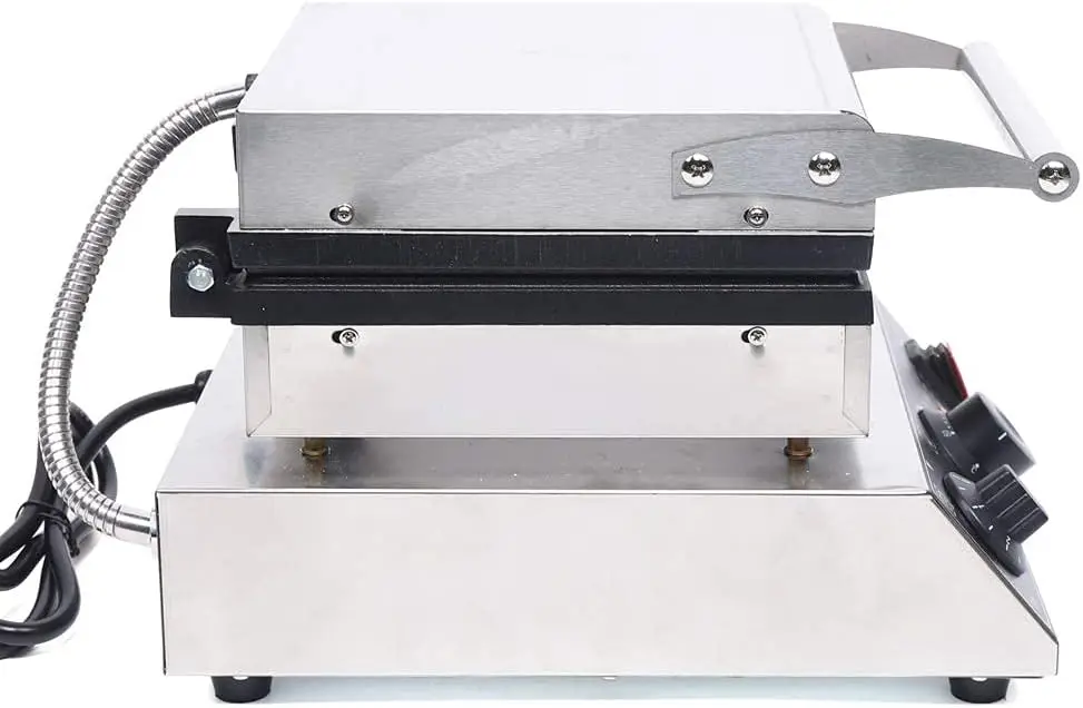 Kommerzielles Waffeleisen, 4 Stück, antihaftbeschichtet, 1750 W, elektrische Waffelmaschine, 110 V, Temperatur- und Zeitsteuerung, rechteckiges Waffeleisen, W