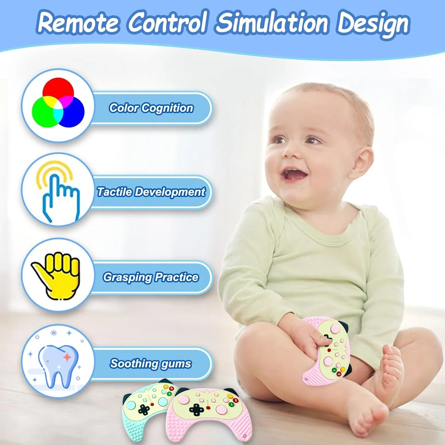 نماذج عصا التسنين السيليكونية اللطيفة للأطفال، عصا مضغ سيليكونية آمنة للأطفال